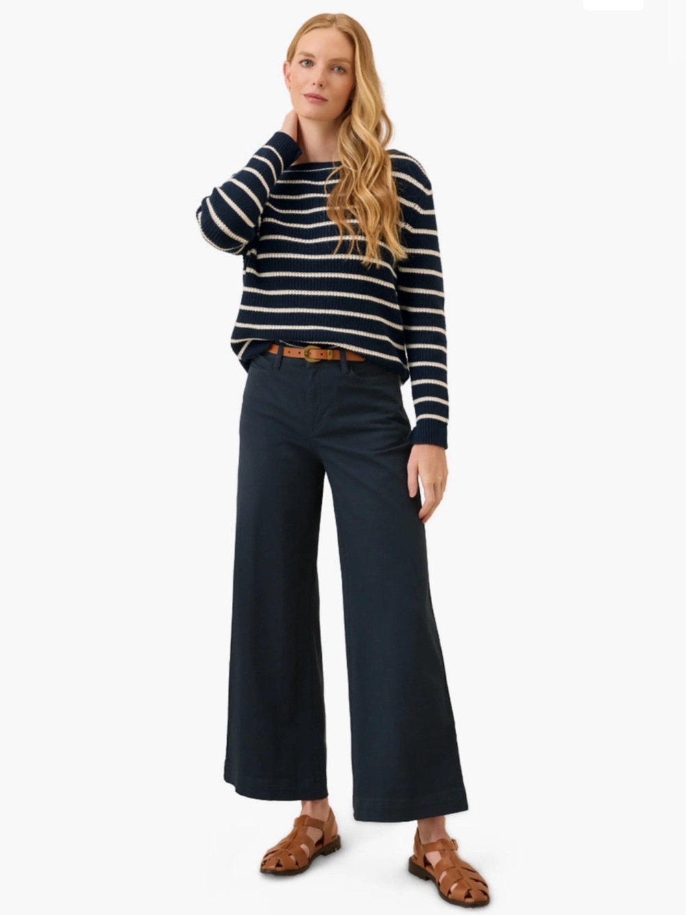 PACT Large ORGANIC Capsule Minimalist BLUE Stretch Twill Wide Leg Pants Casual